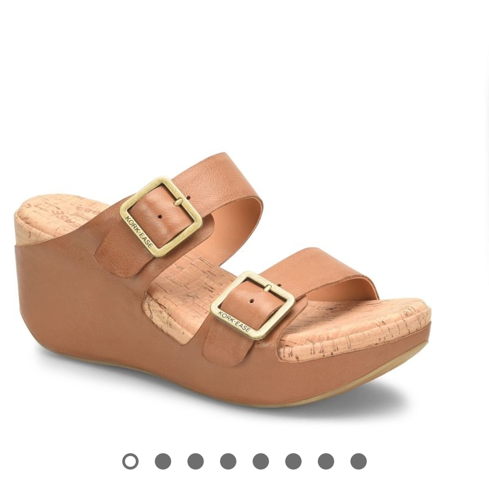 Kork-Ease Grace Brown Wedge Sandals with Adjustable Straps - New In Box